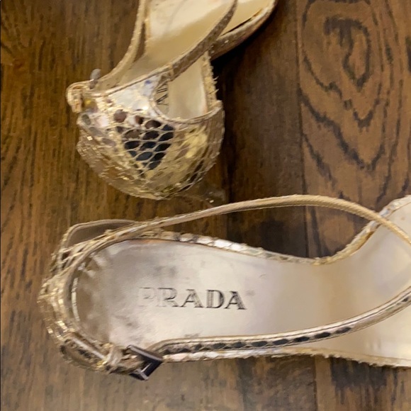 Prada Authentic Gold snakeskin sandals SZ 36 1/2 - Picture 7 of 7